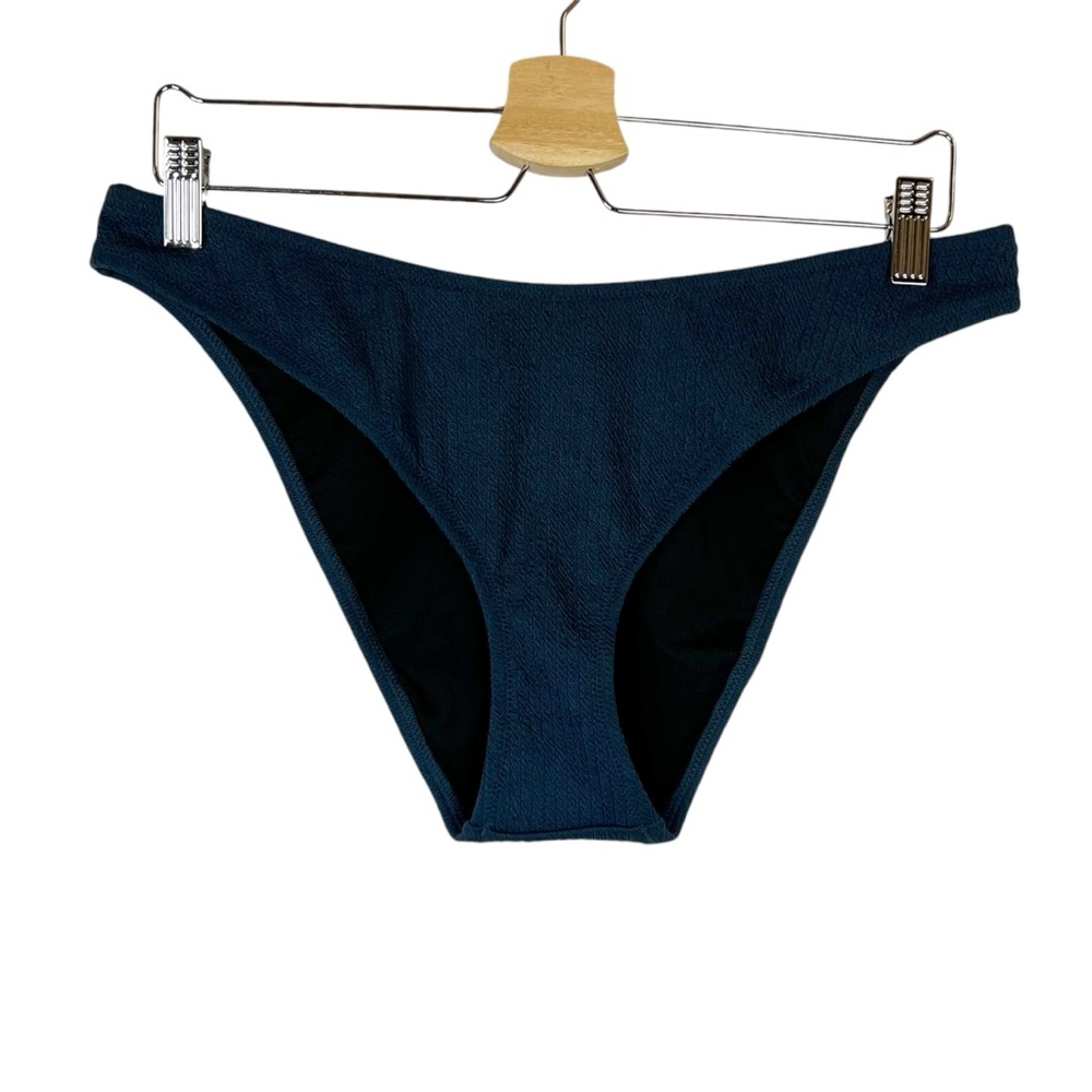 NWT J. Crew Textured Curved Waist Cheeky Bikini Bottom in Black